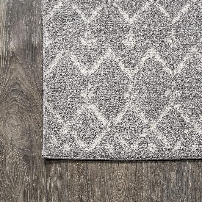 JONATHAN Y Boho Vintage Diamond Gray/Ivory Square Area Rug 5X5 ft, Moroccan Hype for Living Room, Bedroom, Kitchen, Office, Easy-Cleaning, High Traffic, Pet-Friendly, Non-Shedding (MOH101C-5SQ)