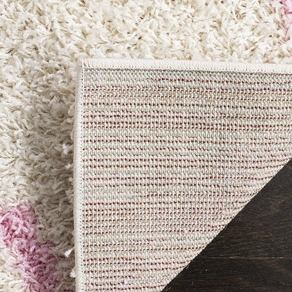 SAFAVIEH Dallas Shag Collection Accent Rug - 3' x 5', Ivory & Light Pink, Trellis Design, Non-Shedding & Easy Care, 1.5-inch Thick Ideal for High Traffic Areas in Foyer, Living Room, Bedroom (SGD257P)