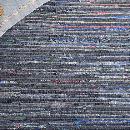 SAFAVIEH Rag Rug Collection Area Rug - 6' x 9', Ink & Multi, Handmade Boho Stripe Cotton, Ideal for High Traffic Areas in Living Room, Bedroom (RAR121C)
