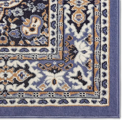 Home Dynamix Premium Sakarya Traditional Medallion Border Area Rug, Country Blue, 3'7"x5'2" Rectangle