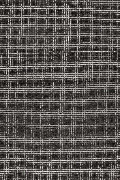 Rugs USA Melrose Checked Wool Area Rug - 4x6 Area Rug Contemporary Charcoal/Ivory for Living Room Bedroom Dining Room Kitchen