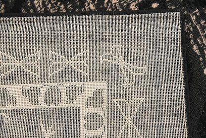 Unique Loom Taftan Collection Border Geometric Tribal Inspired Design Area Rug (8' 0 x 8' 0 Square, Black/ Gray)
