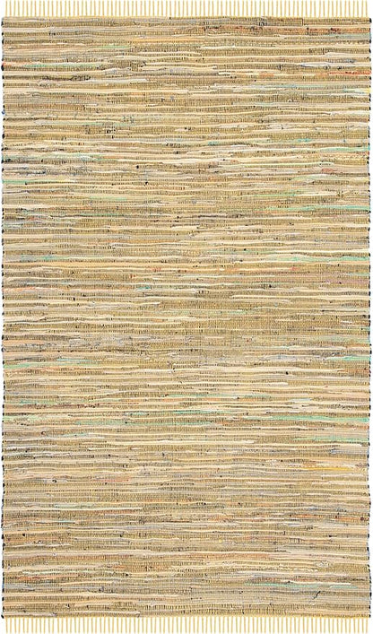 SAFAVIEH Rag Rug Collection Area Rug - 5' x 8', Yellow & Multi, Handmade Boho Stripe Cotton, Ideal for High Traffic Areas in Living Room, Bedroom (RAR121H)