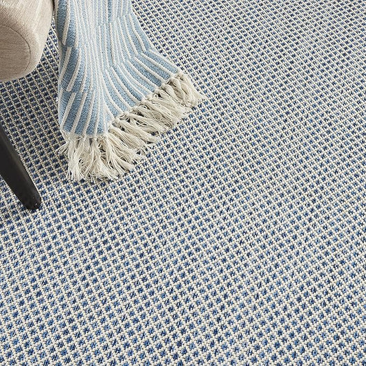 Nourison Home Courtyard Ivory Blue 6' x 9' Area Rug - Easy Clean, Non Shedding, Bed Room, Living Room, Dining Room, Kitchen (6' x 9')