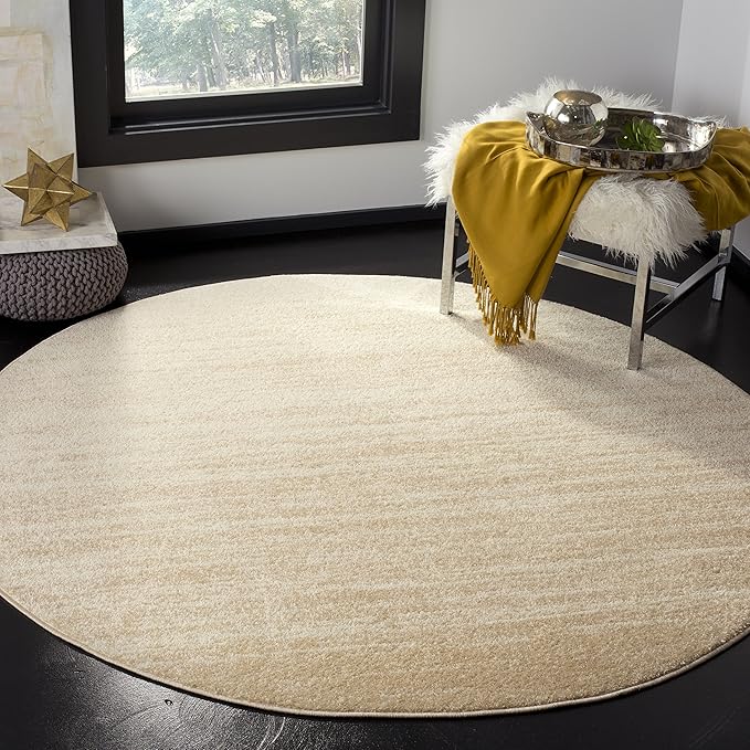 SAFAVIEH Adirondack Collection Area Rug - 11' Round, Champagne & Cream, Modern Ombre Design, Non Shedding & Easy to Clean, Ideal for Living Room, Bedroom, Office, Dining Space (ADR113W)