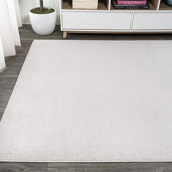 Eyely UES100D-9 Supersoft Haze Solid Low-Pile Indoor Area Rug Casual;Contemporary;Solid;Traditional, Bedroom, Kitchen, Living Room, Easy-Cleaning, Non-Shedding, 9 X 12, Ivory