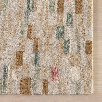 Dash & Albert Ashmore Multi Hand Micro Hooked Wool Rug, 7.5 X 9.5 Feet, Multicolored Geometric Pattern