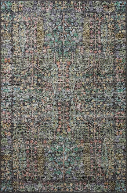 Loloi Rifle Paper Co. Maison Collection MAO-07 Charcoal 5'-0" x 5'-0" Round, .19" Pile Height, Accent Rug