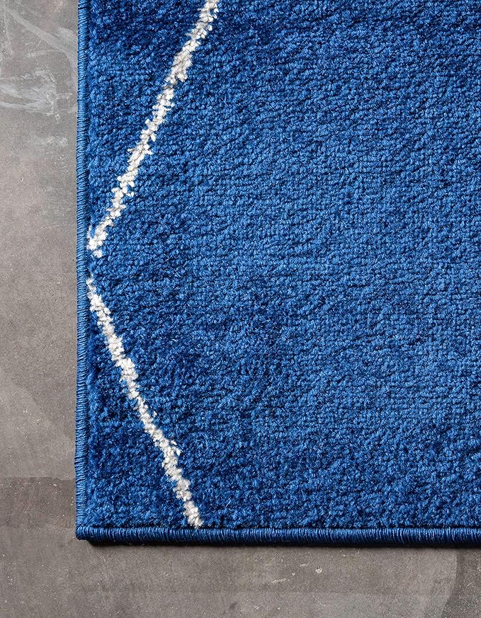 Unique Loom Trellis Frieze Collection Area Rug - Geometric (2' x 3' 1", Navy Blue/ Ivory)