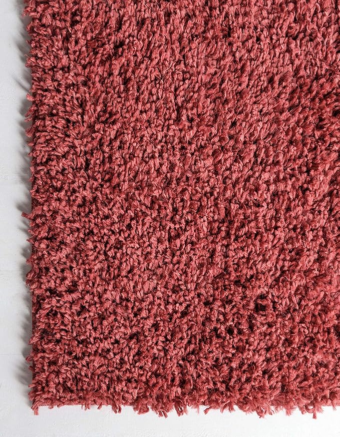 Unique Loom Davos Shag Collection Area Rug - Solid (2' 7" x 13' 1" Runner, Poppy)