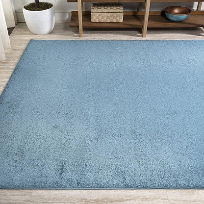 Eyely UES100H-9 Supersoft Haze Solid Low-Pile Indoor Area Rug Casual;Contemporary;Solid;Traditional, Bedroom, Kitchen, Living Room, Easy-Cleaning, Non-Shedding, 9 X 12, Turquoise