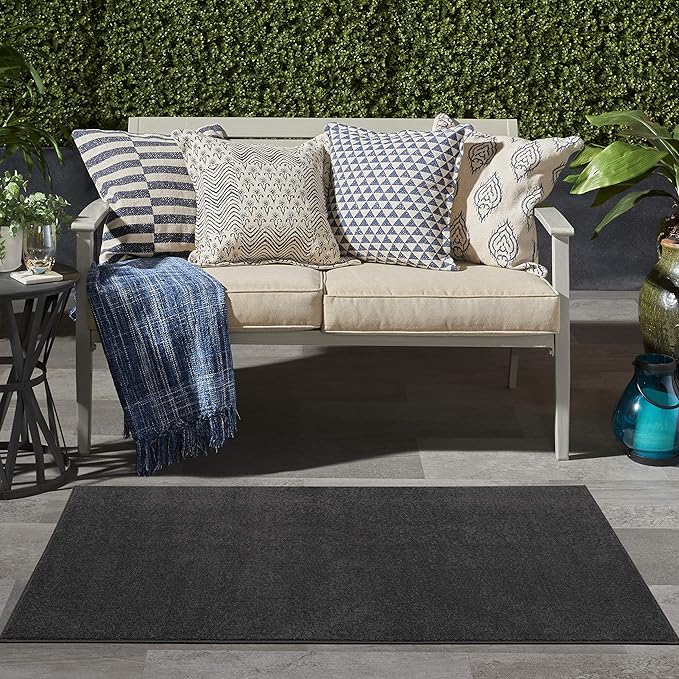 Nourison Home Nourison Essentials Black 3' x 5' Area Rug - Easy Clean, Non Shedding, Bed Room, Living Room, Dining Room, Kitchen (3' x 5')