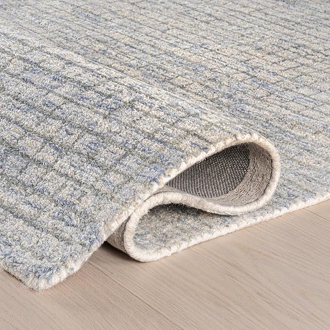 Rugs USA Melrose Light Blue/Ivory, 8'6" x 11'6", Handmade, Wool & Cotton, Soft and Cozy, High Traffic, Stain Resistant, Easy Clean, Durable Area Rug for Bedroom, Living Room, Dining Space, Entryway