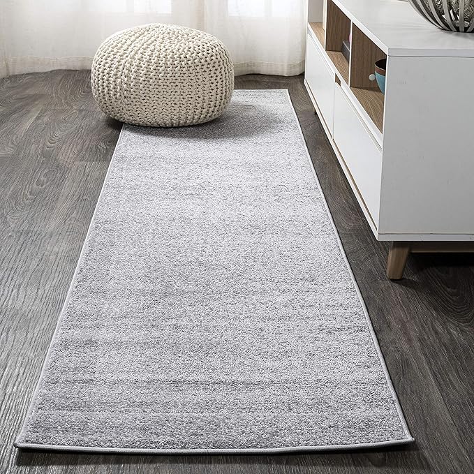 JONATHAN Y Haze Solid Low-Pile Light Gray Runner Rug 2x8, Coastal,Bohemian,Minimalist,Classic, Easy-Cleaning for Living Room,Bedroom,Kitchen,Pet Friendly,Non-Shedding (SEU100K-28)