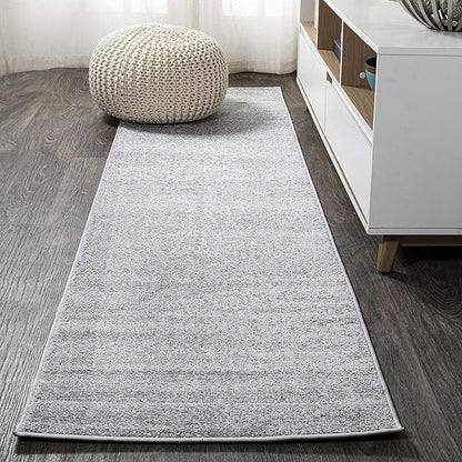 JONATHAN Y Haze Solid Low-Pile Light Gray Runner Rug 2x8, Coastal,Bohemian,Minimalist,Classic, Easy-Cleaning for Living Room,Bedroom,Kitchen,Pet Friendly,Non-Shedding (SEU100K-28)