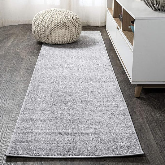JONATHAN Y Haze Solid Low-Pile Light Gray Runner Rug 2x14, Coastal,Bohemian,Minimalist,Classic, Easy-Cleaning for Living Room,Bedroom,Kitchen,Pet Friendly,Non-Shedding (SEU100K-214)