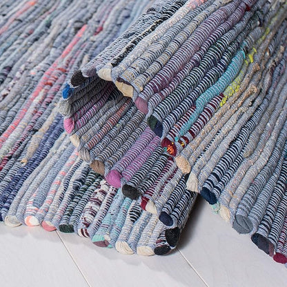 SAFAVIEH Rag Rug Collection Accent Rug - 4' x 6', Purple & Multi, Handmade Boho Stripe Cotton, Ideal for High Traffic Areas in Entryway, Living Room, Bedroom (RAR121D)