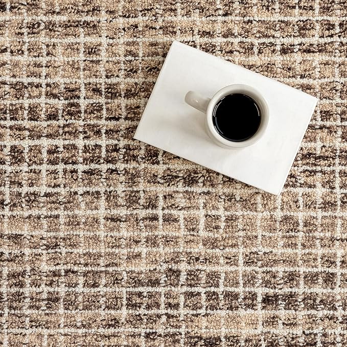 Rugs USA Melrose Brown/Ivory, 7'6" x 9'6", Handmade, Wool & Cotton, Soft and Cozy, High Traffic, Stain Resistant, Easy Clean, Durable Area Rug for Bedroom, Living Room, Dining Space, Den, Entryway