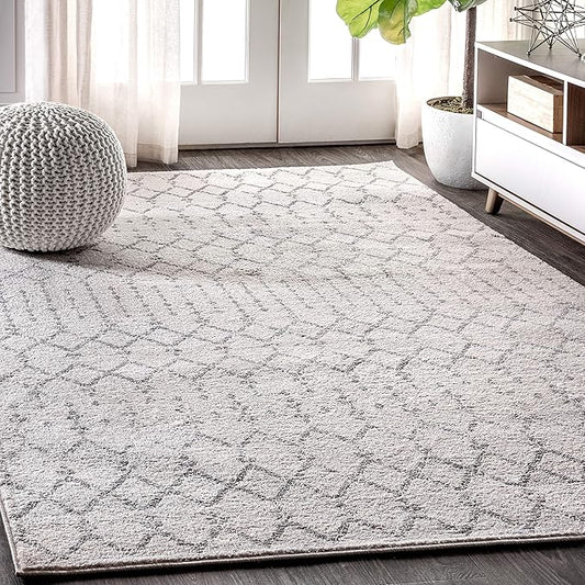 JONATHAN Y Boho Vintage Diamond Cream/Gray Indoor Area Rug 12X18 ft, Moroccan Hype for Living Room, Bedroom, Kitchen, Office, Easy-Cleaning, High Traffic, Pet-Friendly, Non-Shedding (MOH101B-18)