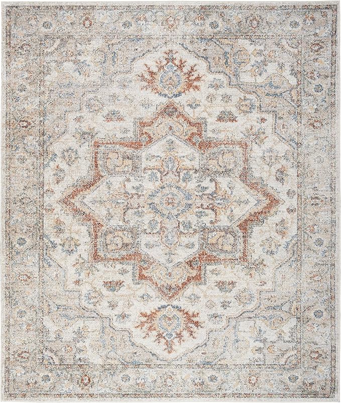 Nourison Home Astra Machine Washable Grey Multicolor 7'10" x 10' Area Rug - Easy Clean, Non Shedding, Bed Room, Living Room, Dining Room, Kitchen (8' x 10')