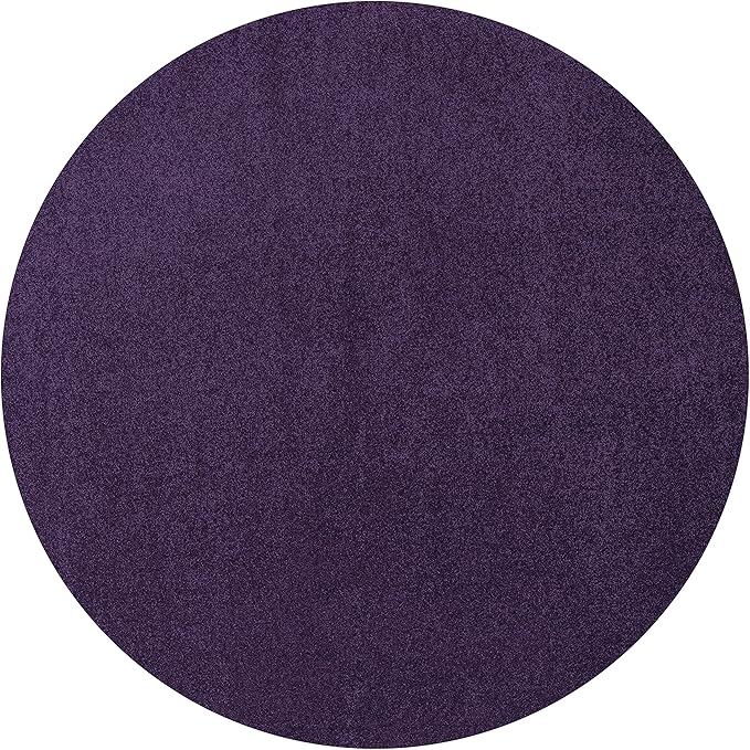 Eyely UES100N-8R Supersoft Haze Solid Low-Pile Indoor Area Rug, Coastal, Bohemian, Minimalist, Classic, Casual for Bedroom,Kitchen,Living Room,Non Shedding,Easy-Washing, Purple, 8' Round