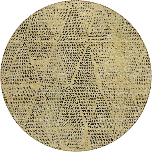 Addison Rugs Chantille ACN591 Gold 8' x 8' Indoor Outdoor Round Rug, Easy Clean, Machine Washable, Non Shedding, Bedroom, Living Room, Dining Room, Kitchen, Patio Rug