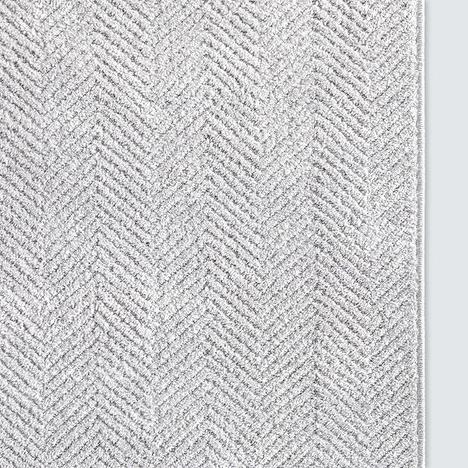 Well Woven Custom Size Hallway & Stair Runner- Harlow Pompeii Light Grey 27 Inches Wide x 7 Feet Long Runner (27" x 7') Runner Rug - Modern Chevron Pattern, Ultra-Soft, Easy-Clean