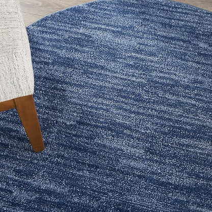 Nourison Home Nourison Essentials Navy Blue 4' x Round Area Rug - Easy Clean, Non Shedding, Bed Room, Living Room, Dining Room, Kitchen (4' x Round)