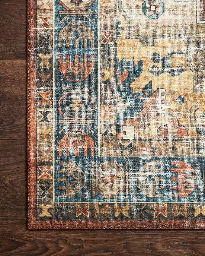 Loloi Skye Collection SKY-11 Rust/Blue 8'-0" x 8'-0" Round Area Rug