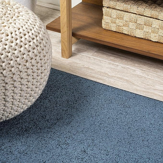 JONATHAN Y Haze Solid Low-Pile Navy 5' Round Indoor Area Rug, Coastal,Bohemian,Minimalist,Classic, Easy-Cleaning for Living Room,Bedroom,Kitchen,Pet Friendly,Non-Shedding (SEU100C-5R)