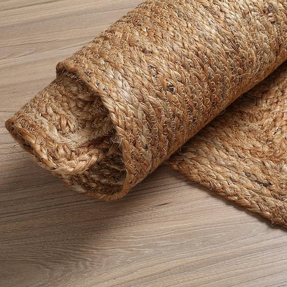 Hausattire Hand Woven Jute Braided Rug, 2'x3' – Natural, Reversible Boho Entry Area Rugs for Kitchen, Living Room I Farmhouse Indoor Outdoor Decorative Floor Rug, 24x36 Inches