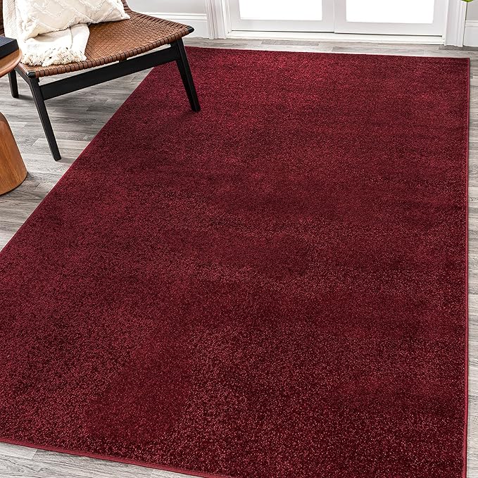 JONATHAN Y Haze Solid Low-Pile Dark Red Indoor Area Rug 12x15, Coastal,Bohemian,Minimalist,Classic, Easy-Cleaning for Living Room,Bedroom,Kitchen,Pet Friendly,Non-Shedding (SEU100Q-15)
