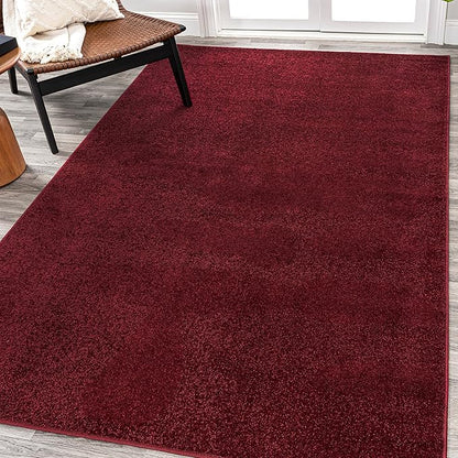 JONATHAN Y Haze Solid Low-Pile Dark Red Indoor Area Rug 6x9, Coastal,Bohemian,Minimalist,Classic, Easy-Cleaning for Living Room,Bedroom,Kitchen,Pet Friendly,Non-Shedding (SEU100Q-6)