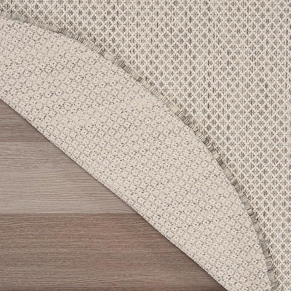 Nourison Home Courtyard Ivory Silver 3' x 5' Oval Area Rug - Easy Clean, Non Shedding, Bed Room, Living Room, Dining Room, Kitchen (3' x 5' Oval)