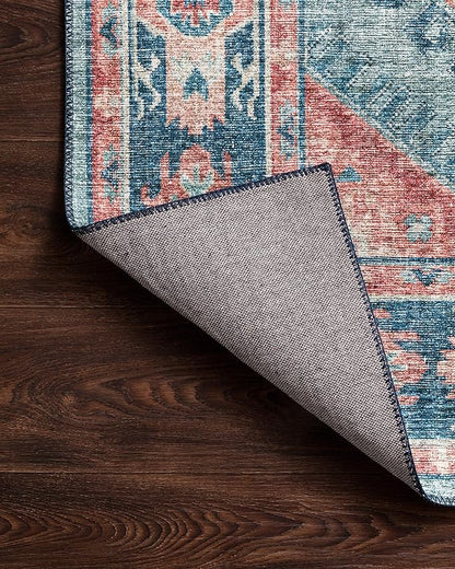 Loloi Skye Collection SKY-03 Turquoise/Terracotta 8'-0" x 8'-0" Round Area Rug