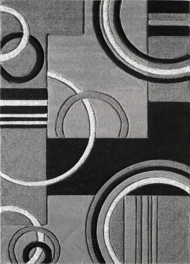 GLORY RUGS Area Rug Modern 8x10 Grey Soft Hand Carved Contemporary Floor Carpet Gray with Premium Fluffy Texture for Indoor Living Dining Room and Bedroom Area