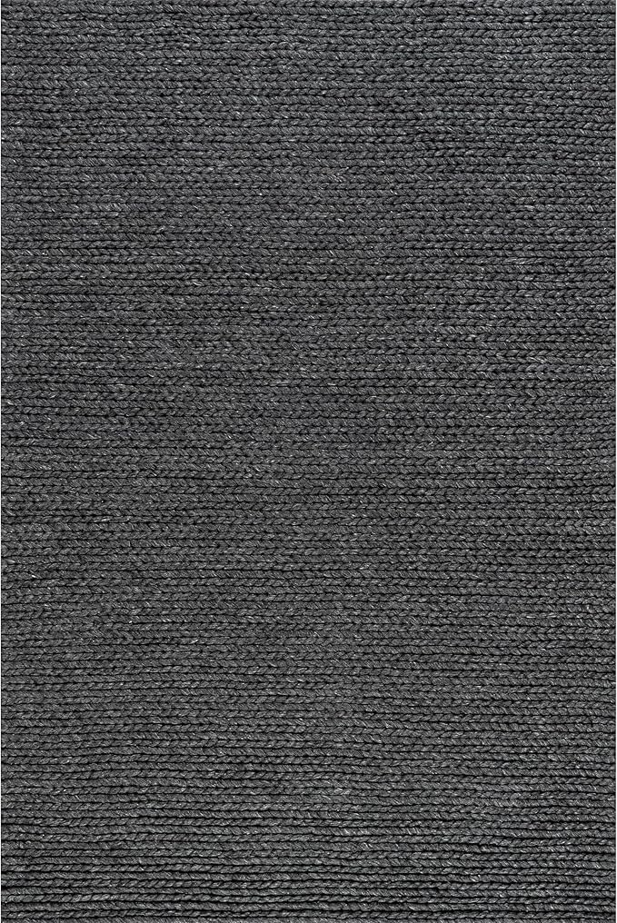 Nuloom Penelope Charcoal, 8'6" x 11'6", Hand-Braided, Wool & Cotton, Soft and Textured, High Traffic, Stain Resistant, Easy Clean, Durable Area Rug for Bedroom, Living Room, Dining, Entryway
