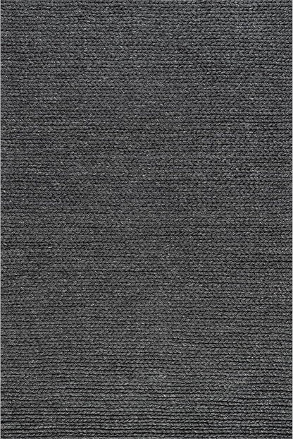 Nuloom Penelope Charcoal, 5' x 8', Hand-Braided, Wool & Cotton, Soft and Textured, High Traffic, Stain Resistant, Easy Clean, Durable Area Rug for Bedroom, Living Room, Dining, Foyer, Entryway