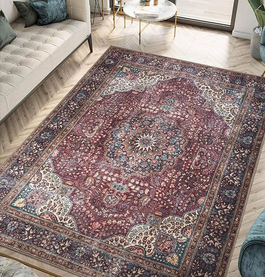 Keen Home Design 3x5 Rug - Machine Washable Entry Rug with Non-Slip Backing, Ideal for Enteryway, Kitchen, Bathroom, Laundry Room - Vintage, Easy Clean, Durable, Low Pile Rug - (3' x 5')