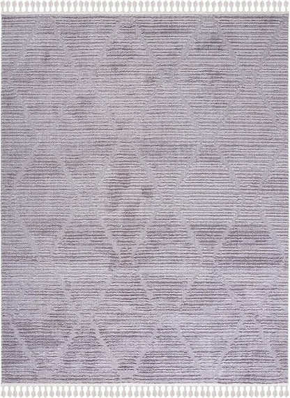 SAFAVIEH Marrakech Collection Area Rug - 9' x 12', Grey, Moroccan Boho Tribal Tassel Design, Non-Shedding & Easy Care, Ideal for High Traffic Areas in Living Room, Bedroom (MRK517F)
