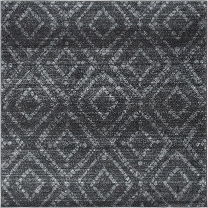 SAFAVIEH Adirondack Collection Area Rug - 6' Square, Dark Grey & Grey, Modern Diamond Distressed Design, Non-Shedding & Easy Care, Ideal for High Traffic Areas in Living Room, Bedroom (ADR131F)