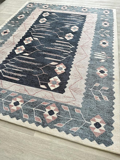 Fame Living Faded Oushak Rug, Turkish Vintage Floral Pastel Large Oversized Area Rugs for Living Room Dining Bedroom Kitchen Bathroom Nursery (862CN, 2'5 x 9'8)