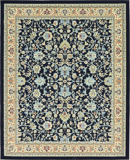 Unique Loom Sialk Hill Collection Area Rug - Washington (7' 10" x 10' Rectangle Navy Blue/Cream)