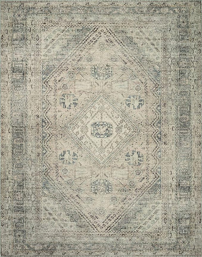 Loloi Magnolia Home by Joanna Gaines Sinclair Collection SIN-04 Natural/Sage 8'-6" x 11'-6", .25" Pile Height, Machine Washable, Area Rug