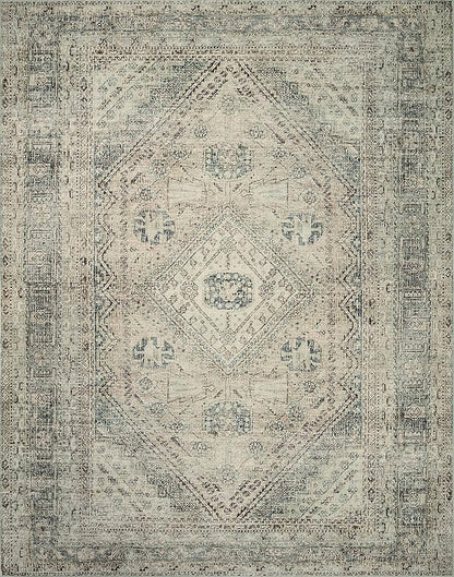 Loloi Magnolia Home by Joanna Gaines Sinclair Collection SIN-04 Natural/Sage 2'-3" x 9'-6", .25" Pile Height, Machine Washable, Runner Rug