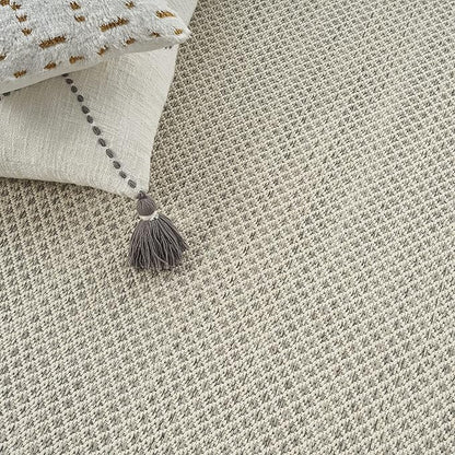 Nourison Home Courtyard Ivory Silver 5' x 7' Area Rug - Easy Clean, Non Shedding, Bed Room, Living Room, Dining Room, Kitchen (5' x 7')