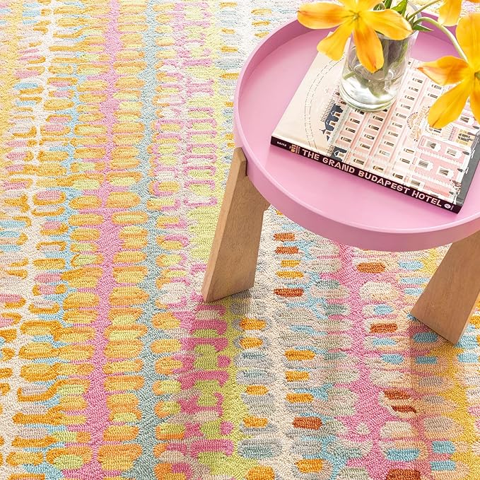 Dash and Albert Paint Chip Wool Area Rug - 2.5' x 8' Runner Confetti Graphic Hand Micro Hooked Accent Rug - Durable, High Traffic Areas Hallway, Bedroom, Stairs