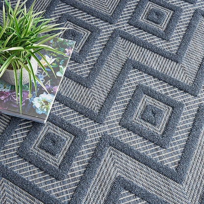 Nourison Home Versatile Navy Blue 7' x 10' Area Rug - Easy Clean, Non Shedding, Bed Room, Living Room, Dining Room, Kitchen (7' x 10')