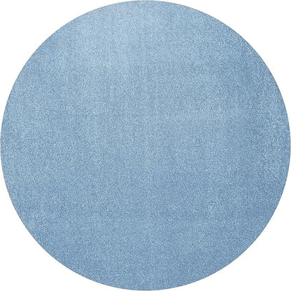 Eyely UES100F-6R Supersoft Haze Solid Low-Pile Indoor Area Rug, Coastal, Bohemian, Minimalist, Classic, Casual for Bedroom,Kitchen,Living Room,Non Shedding,Easy-Washing, Blue, 6' Round