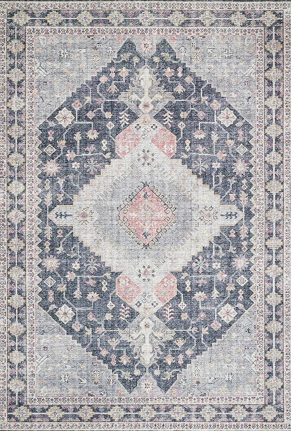 Loloi II Skye Collection SKY-02 Charcoal/Multi 3'-6" x 5'-6" Accent Rug